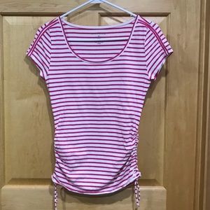 Ann Taylor short sleeve pink stripe t-shirt sz xs